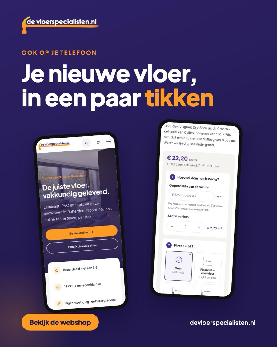 Social post: Je nieuwe vloer, in een paar tikken, ook op je telefoon