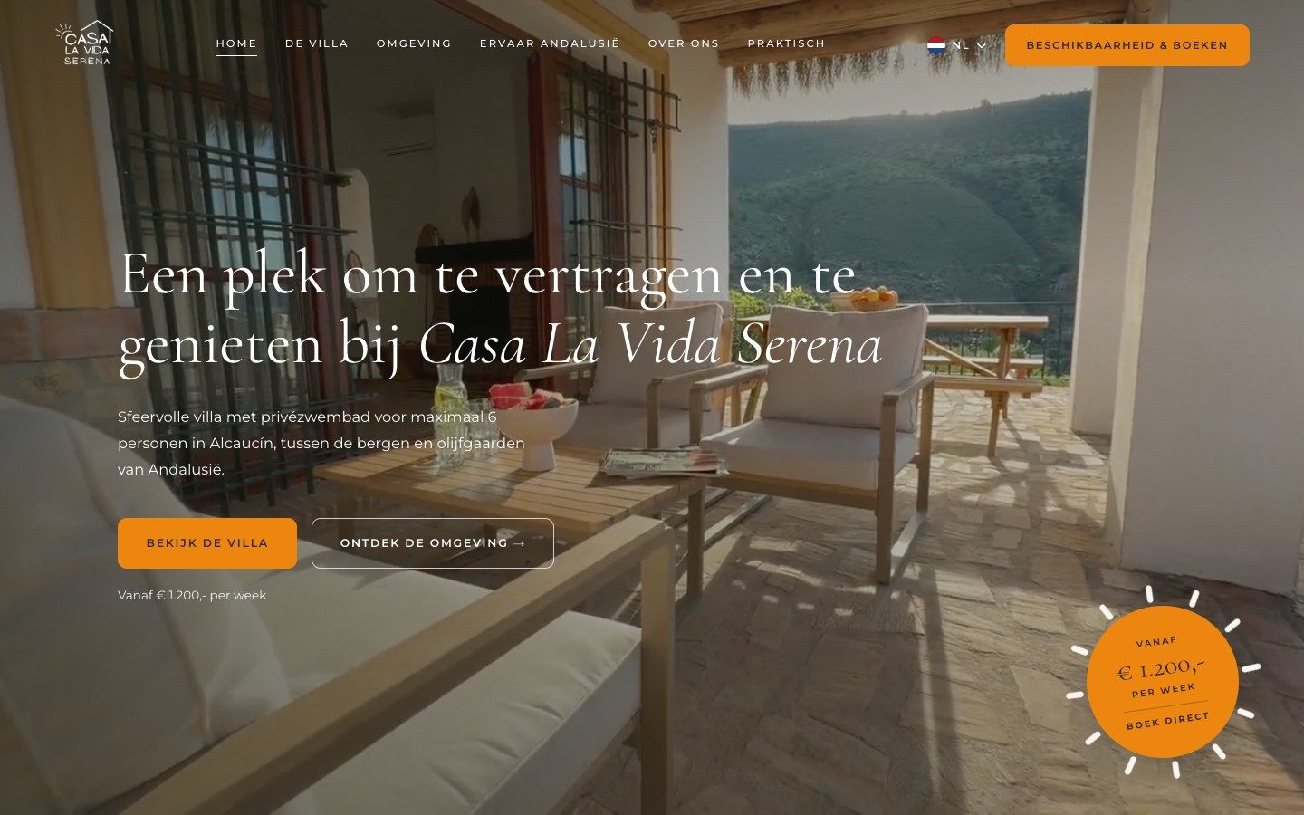 Homepage van Casa La Vida Serena na de herbouw