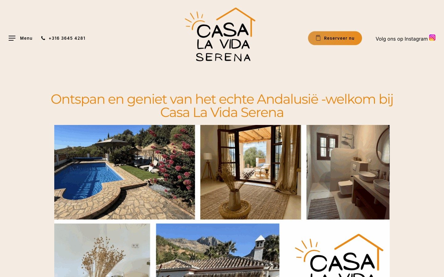 Homepage van Casa La Vida Serena voor de herbouw